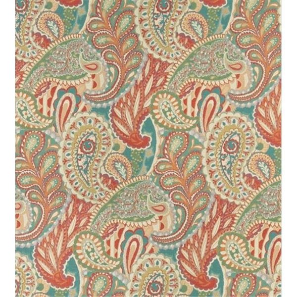 Designer Fabrics Designer Fabrics K0024A 54 in. Wide Orange; Teal; Green And Orange; Abstract Paisley Contemporary Upholstery Fabric K0024A